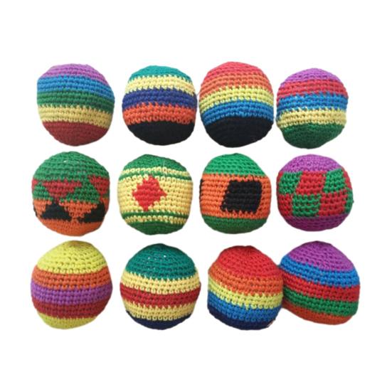 Colorful Crochet Footbag Sack Balls Soft Textured Beanbags for Kids Hand-Eye Coordination Outdoor Group Games Party Favors Kindergarten Sports