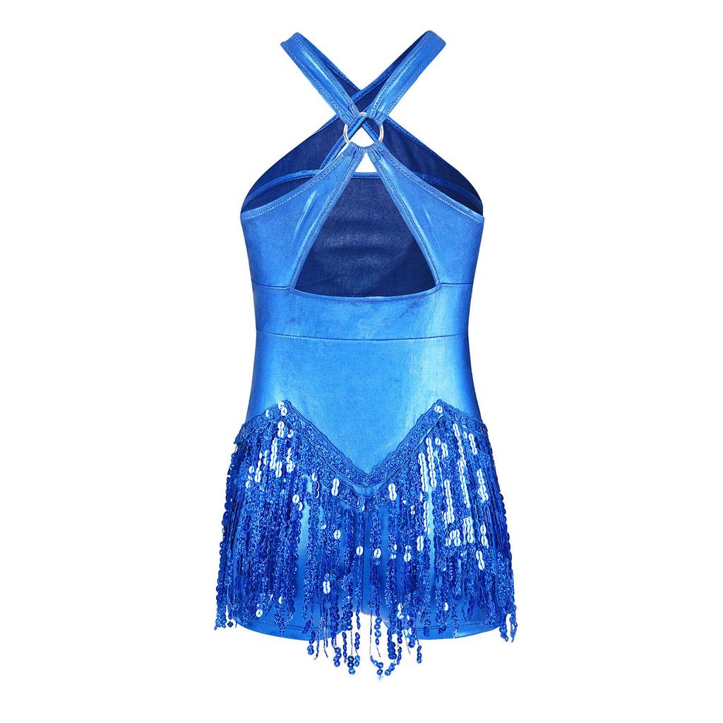 Детское боди для латинских танцев Ча-Ча с бахромой, купальник с блестками и кисточками, костюм для выступлений, одежда для танго, джаза, танцев