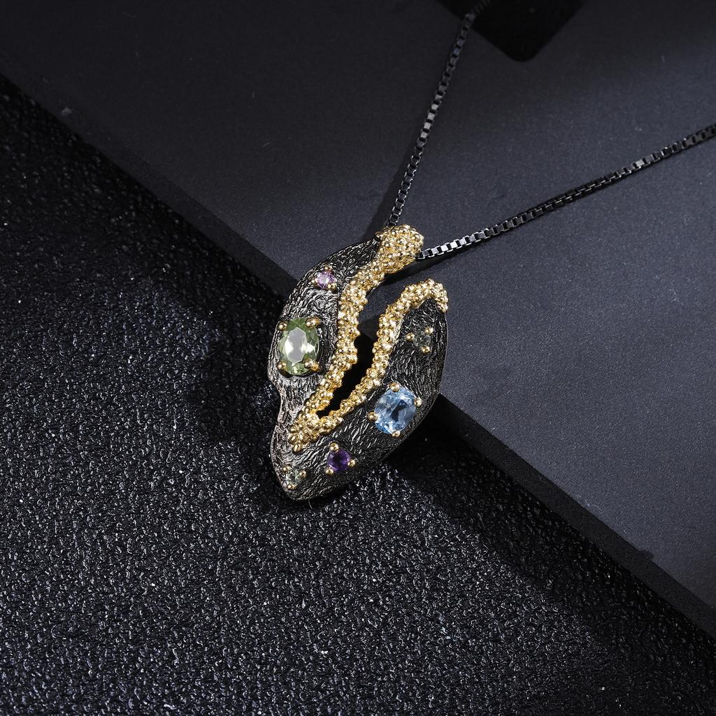 Итальянский ремесленный оригинальный дизайнерский кулон с драгоценными камнями, подвеска в стиле ретро, высококачественное серебро 925 пробы, натуральный цвет, кулон с драгоценными камнями