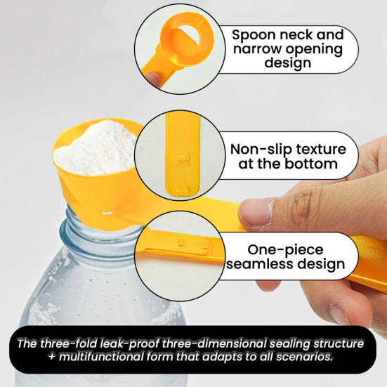 Герметичная ложка для порошка со встроенной воронкой, точная мерная ложка для добавок для выпечки, эргономичная ручка, ложка для порошка для кофейного сахара