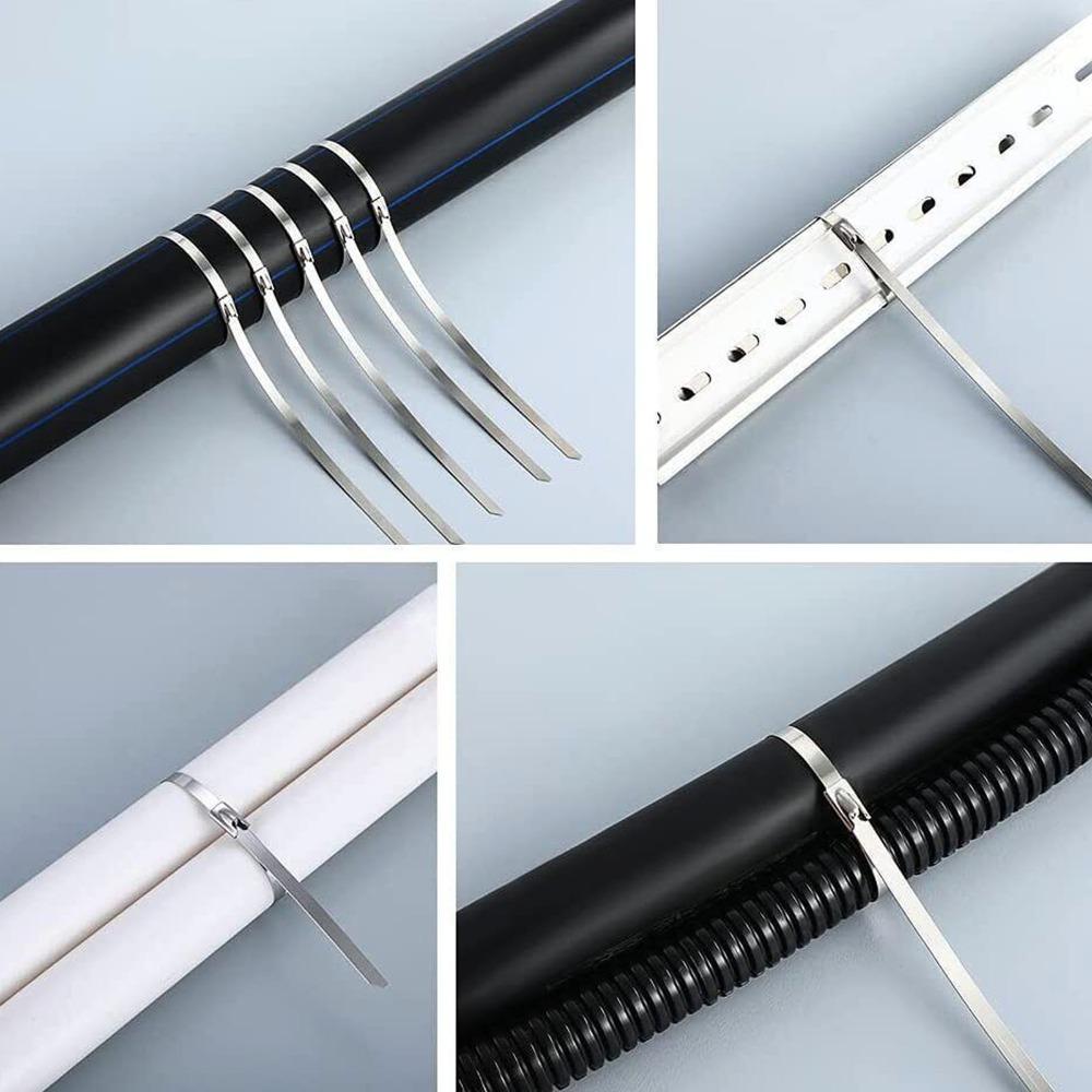 200 Pcs Self Locking Cable Tie Stainless Steel Self Locking Cable Tie Zip Tie Exhaust Wrap