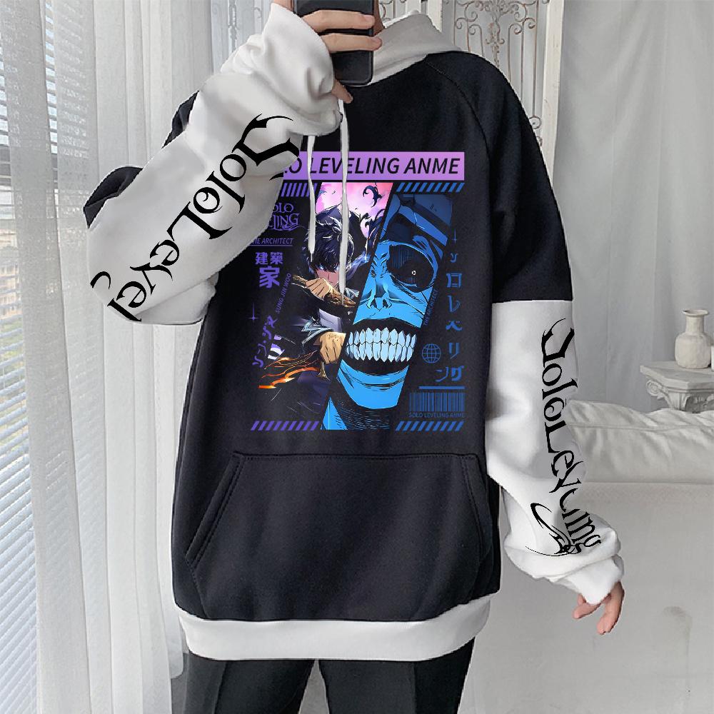 Худи с графическим принтом Сон Джин У Аниме Поднятие уровня в одиночку Одежда Мужская Женская Толстовки Повседневная Свободная Толстовка Уличная одежда Харадзюку