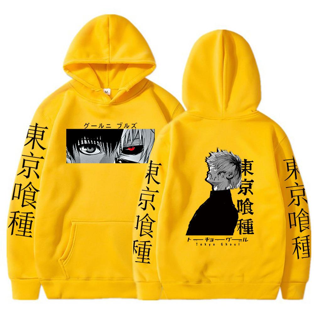 Ghost Graphic Cartoon Japanese Anime Print Pattern Hooded Sweater Male Hoodie Casual Hip-Hop Top