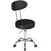 Swivel Chair With Wheels Adjustable Height Synthetic Leather With Backrest For Spa Office Tattoo Black