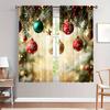 2pcs Luxurious Christmas Lights Print Curtains Set Semi-Sheer Polyester With Rod Pocket For Easy Hanging For Bedroom Living Room