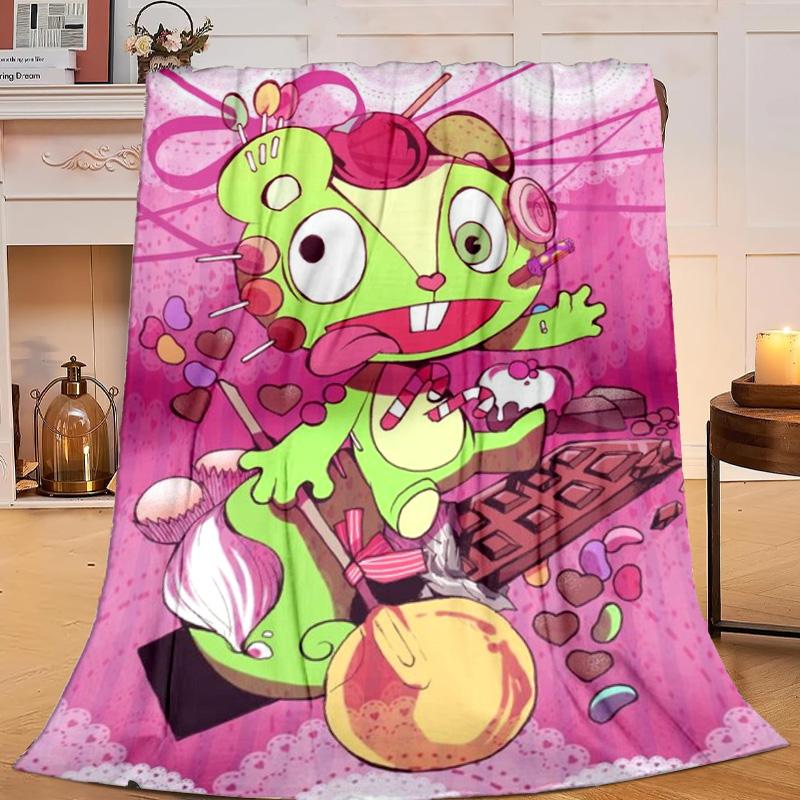 1PC Happy Tree Friends Anniversary Flannel Blanket Gift, Suitable for Both Men And Women, Soft Ideal for Beds And Sofa, Birthday Or Christmas Gift