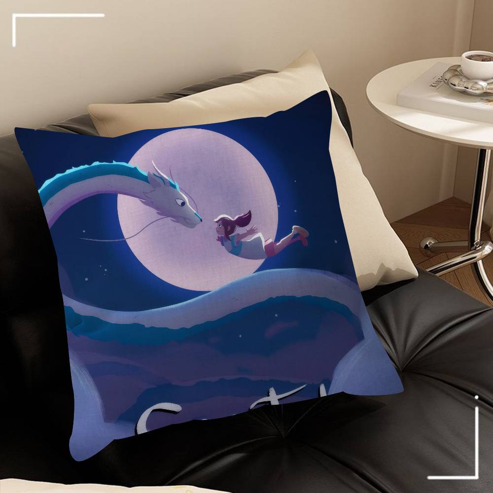 Подушки Подарки Мебель для домашнего офиса Спальня Диван Автомобильная подушка Чехол 45x45см Фильм Унесенные призраками Аниме