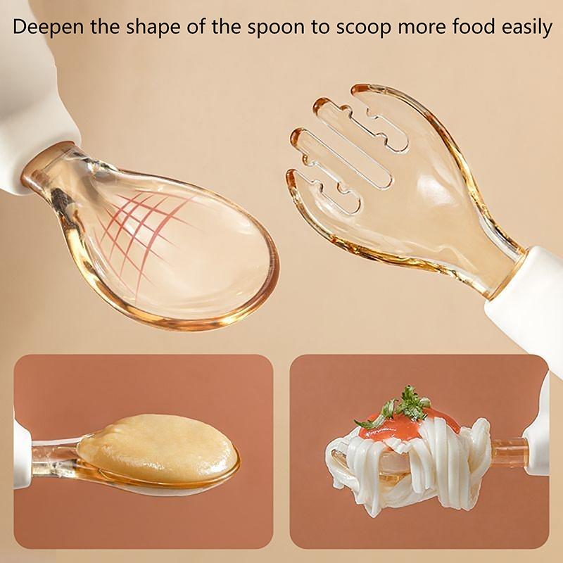 Набор столовых приборов из силикона для детей с короткими ручками, обучающая ложка для кормления ребенка, детская ложка, локтевая ложка, вилка, ящик для хранения