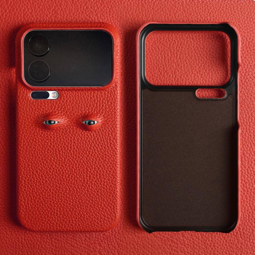 Unique Eye Design Genuine Leather Case For Xiaomi 17 Pro Max 15TPro 14 13pro 12 Phone Shell Personal Back Protective Coque Capa