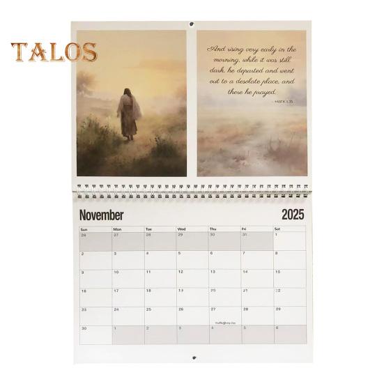 Иисус 2025 Настенный календарь Иисус Искусство Иллюстрации Настенный календарь Ежемесячный планировщик Религиозные стихи из Библии Календарь Подарок для христианских друзей семьи