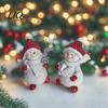 Holiday Tabletop Decorations 2Pcs Christmas Snowman Figurine, Cute Decor, Resin Snow Statue with Winter Theme Home Accents Knit Hat Scarf for