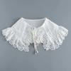 Korean Big Laple Fake Collar Ties for Womens Floral Hollow Out Shirt Detachable Collar Lapel Blouse Half Shirt False Collar