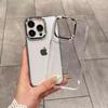 Clear Phone Case for iPhone 16 Promax 15 Plus 14 Pro 13 12 11 XS Max XR 7 8 6 6S Plus Anti Drop Soft Simple Silver Large Hole Thickened Protection