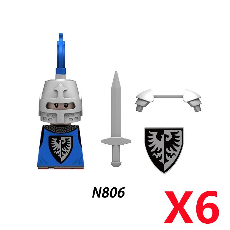 MOC Medieval Knight Castle Figures Building Blocks Weapon Wolf Swordsmen Guard Bow Arrow Shield Flags Warhorse Toys Gifts S002