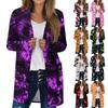 Women's Lightweight Long Sleeve Open Front Cardigans Long Sleeve Lightweight Vintage Printed Coat With Pockets