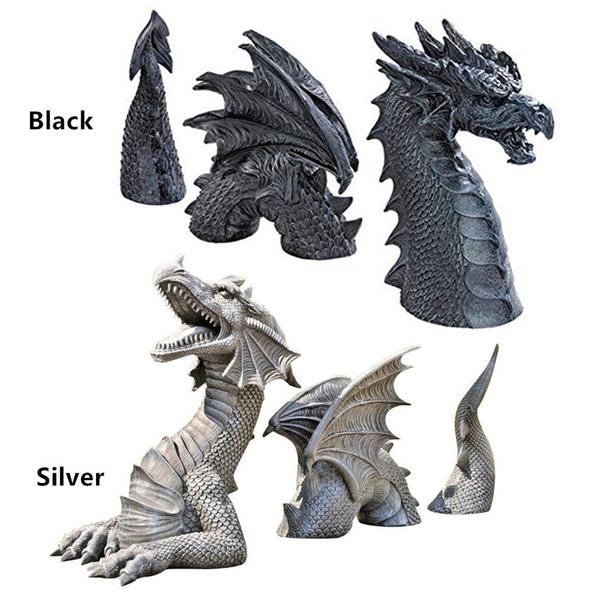 Новый большой дракон, готический садовый декор, статуя, орнамент из смолы для наружного украшения, украшение статуи