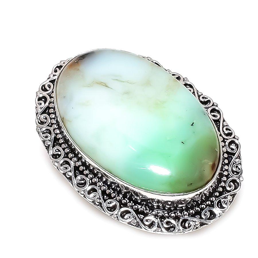 Chrysoprase Handmade 925 Sterling Silver Jewelry Ring Size 7.5 t8C13