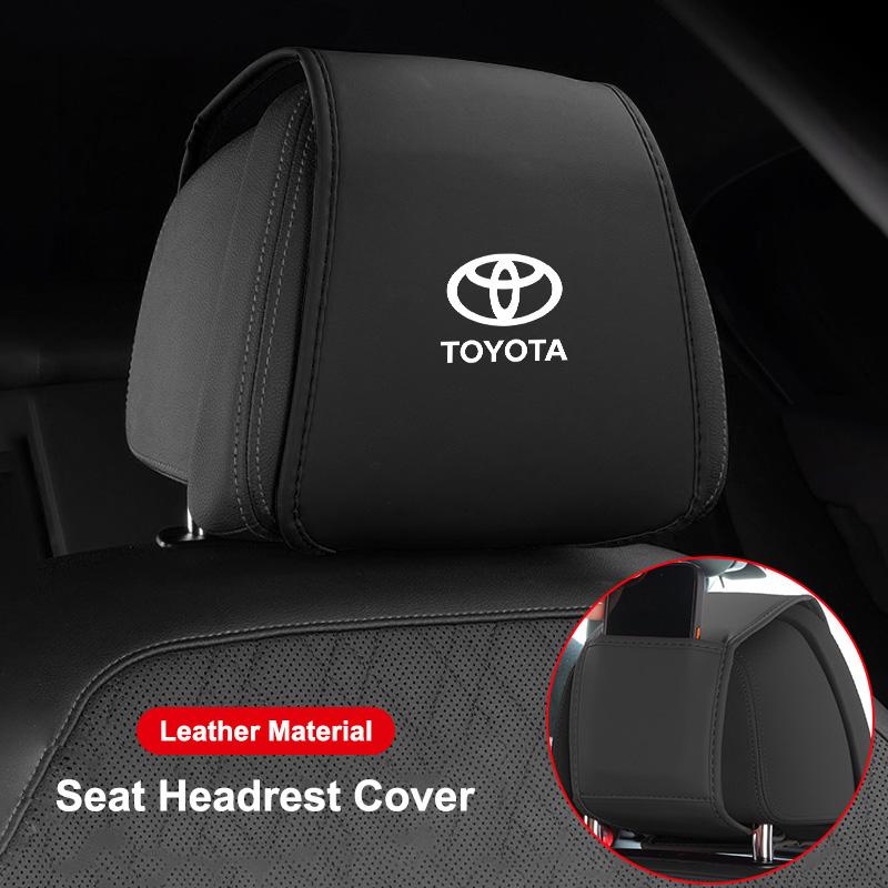 Leather Car Seat Headrest Protect Cover For Toyota Corolla Supra 86 Yaris Prius Camry Tacoma Venza Tundra Rav4 Auris Accessories