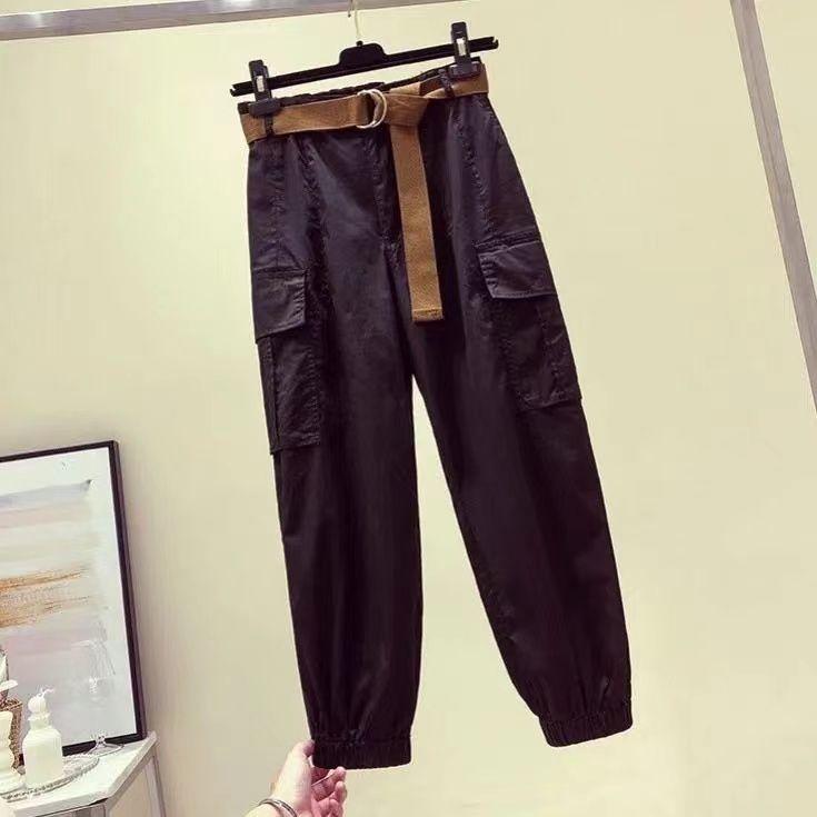 Женская одежда Весна Лето Повседневная уличная одежда Карманы Брюки-карго Женские брюки с высокой талией Однотонные свободные брюки Y2K Комбинезоны
