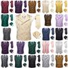 Mens Waistcoat Green Floral Silk Christmas Wedding Vest Tie Set Tuxedo Gilet