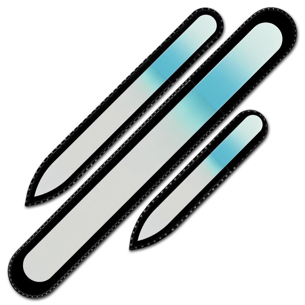 Set of 3 Rainbow Crystal Nail Files, Hand Made of Czech Tempered Glass R-BMS