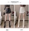 Autumn & Winter 2023 Black High Waist A-Line PU Leather Skirt with Slit