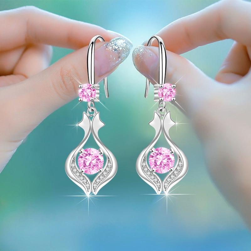 Серьги-подвески Huitan White/Rose/Blue CZ для женщин, шикарные, для помолвки, свадьбы, вечеринки, элегантные, женские, модные украшения