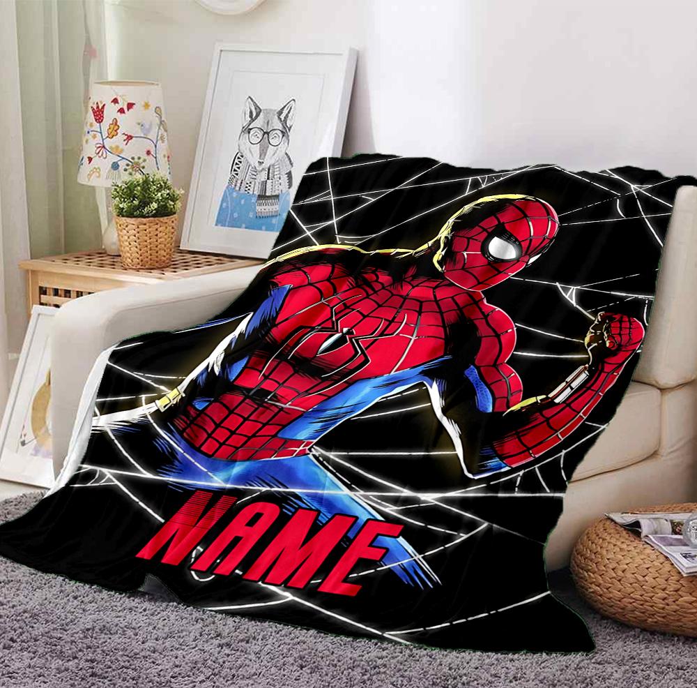Custom Name Spider-Man Pose Flannel Blanket Throw Blanket Soft Warm Sofa Bed Decor Unique Gift