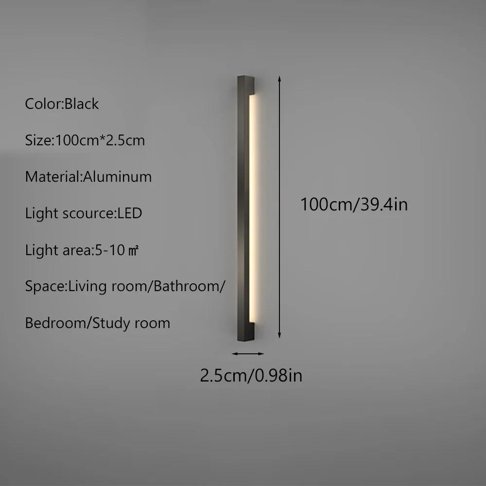 Светодиодный настенный светильник Nordic с минималистичным внутренним свечением, линейные светильники для спальни, прихожей, гостиной, домашнего освещения