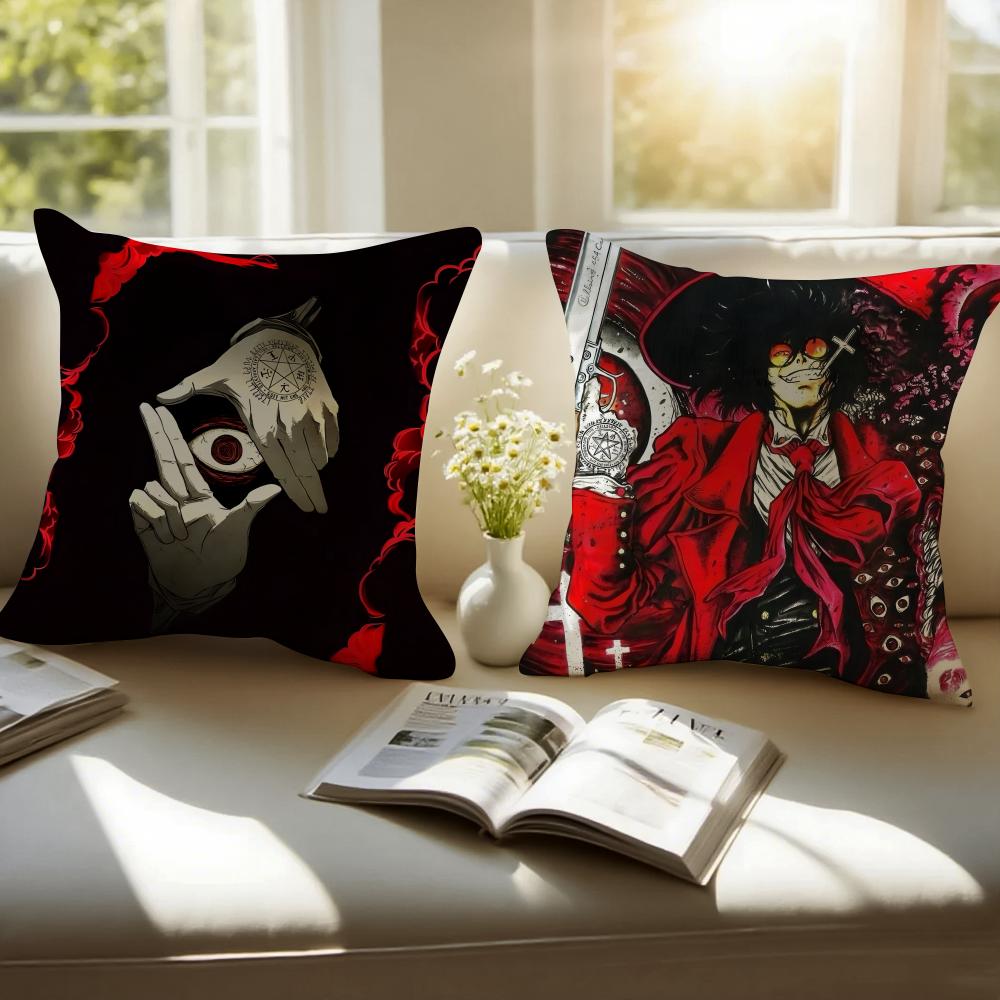 anime dark Anime HHellsing UUltimate Cushion Cover Pillowcase Antidustmite Invisible Zipper Short Plush Sofa Cushion