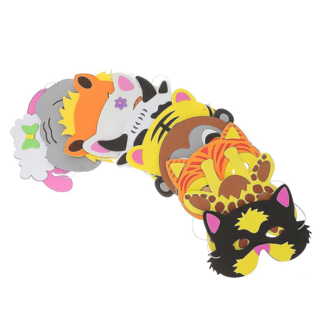 10pcs Animal Face Mask Creative Eva Dress Up Mask Cartoon Mask Preschool Toy Teaching Aids For Children Kids