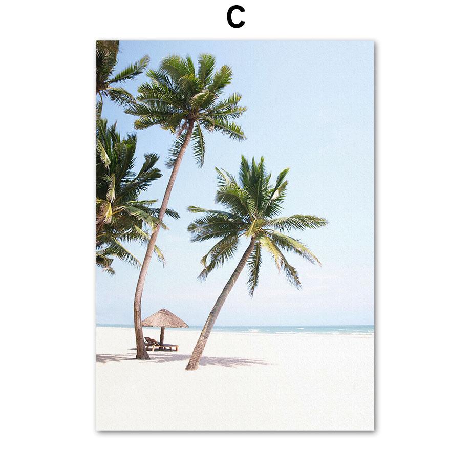 Фламинго Доска для серфинга Пляж Океан Волны Ракушка Настенная живопись Холст Картина Тропические постеры и принты Настенные картины для домашнего декора