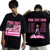 Rapper Lil Uzi Vert T Shirt 2025 Concert Tour Pink Tape Graphic T-shirt Men's Hip Hop Short Sleeve T-shirts Oversized Streetwear
