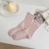 Женские весенне-летние тонкие литературные носки-гольфы с маленькими цветочками и милым бантиком, без косточек, с закрученным краем