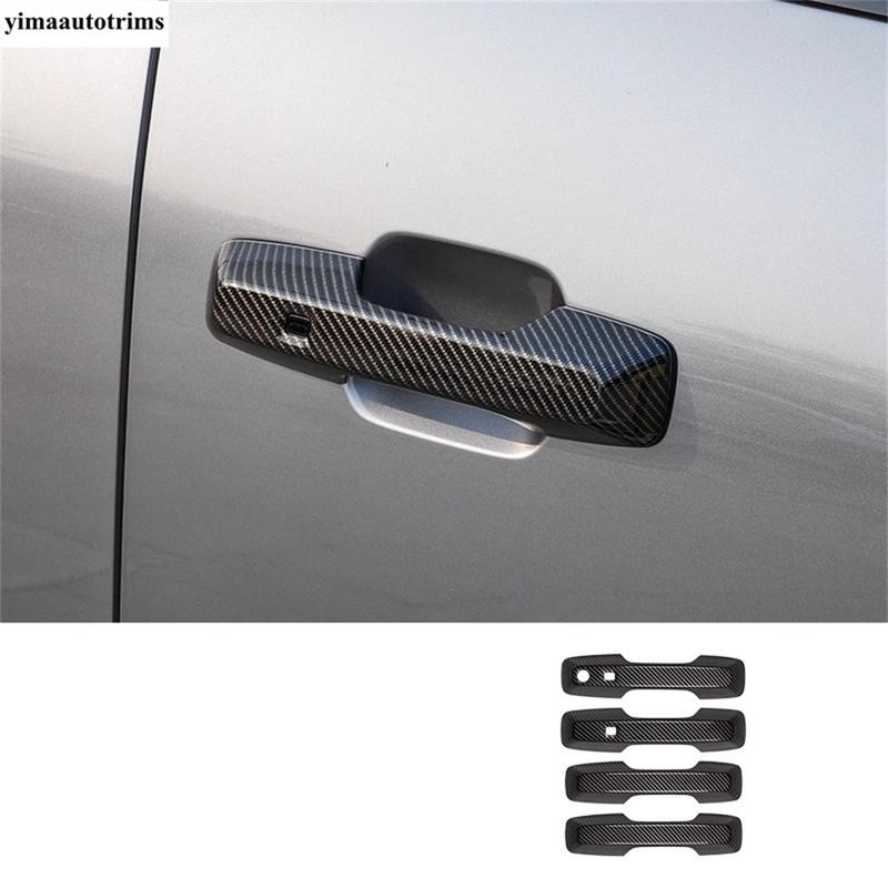 Outer Side Rear Door Handle Bowl Decoration Cover Trim For BYD Leopard 5 2024 2025 5D Carbon Fiber Look Accessories Exterior Kit