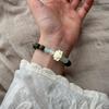 Natural Green Sandalwood Lotus Bracelet: Unisex Design with Wénwán Prayer Beads