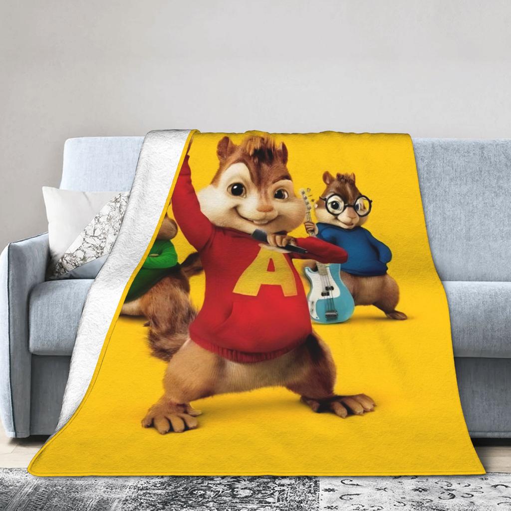 A-Alvin and the Chipmunks Flannel Throw Blankets Movie Blanket for Bed Bedroom Super Soft Bed Rug,