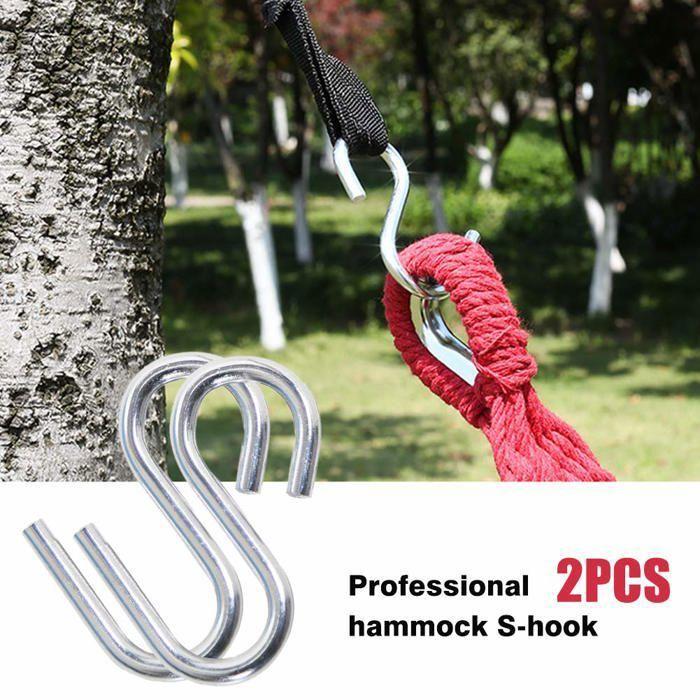2 crochets hamac en S en acier inoxydable (lot de 2) – anti-corrosion, portables pour extérieur/intérieur