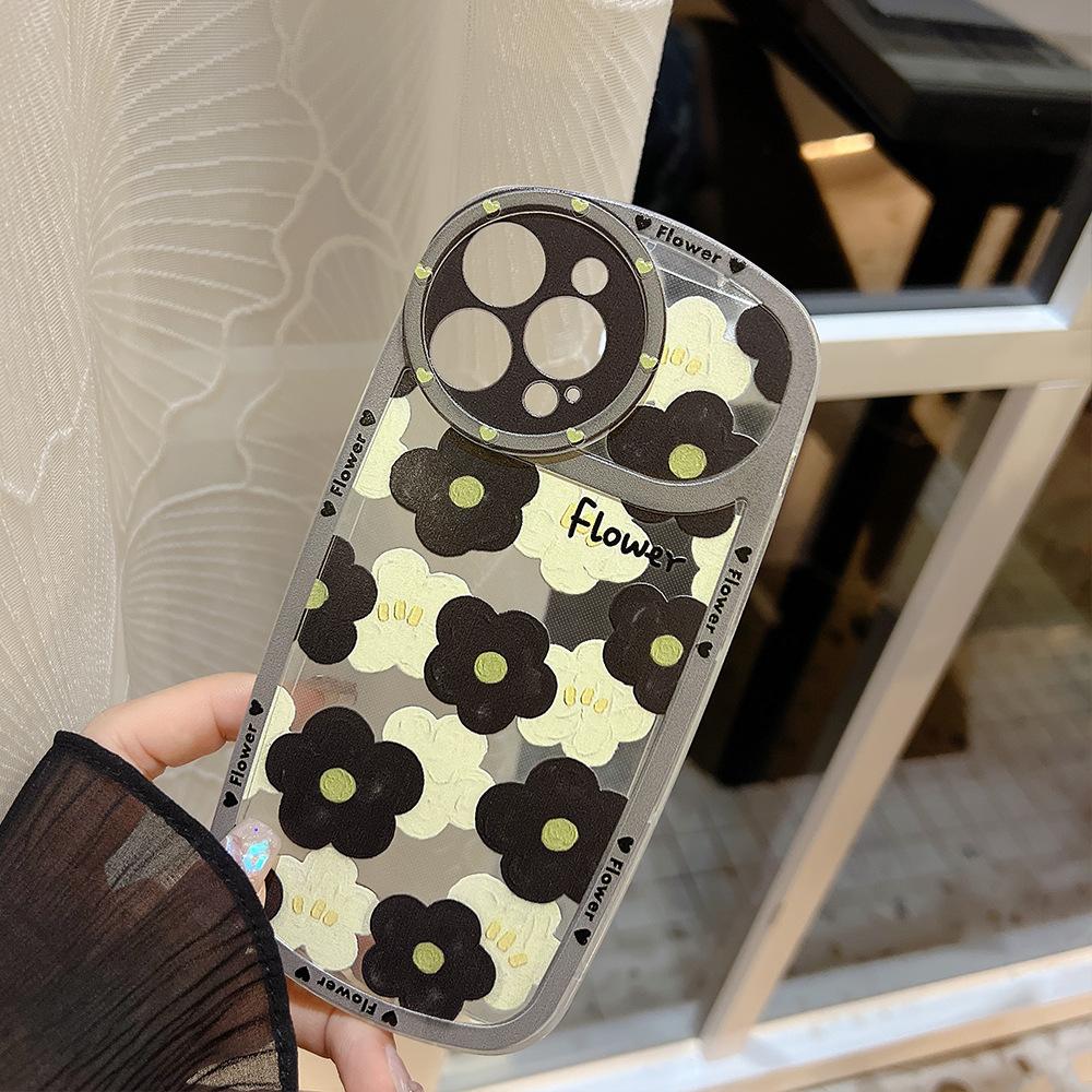 Черный цветок Ins, белый милый противоударный чехол для телефона для Iphone 14 Max Pro 11 12 13 Promax Xsmax X Xr, противоударный силиконовый чехол на заднюю панель