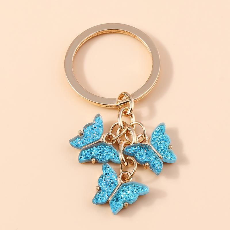 Cute Colorful Butterfly Keychains Enamel Animal Keyrings Souvenir Gift for Women Men Handbag Pendants Key Chains DIY Accessories