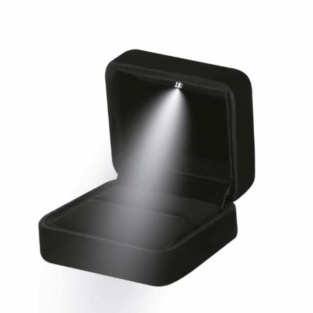 Velvet Ring Holder Case Square Shape Jewelry Organizer Box LED Ring Jewelry Box Anniversary