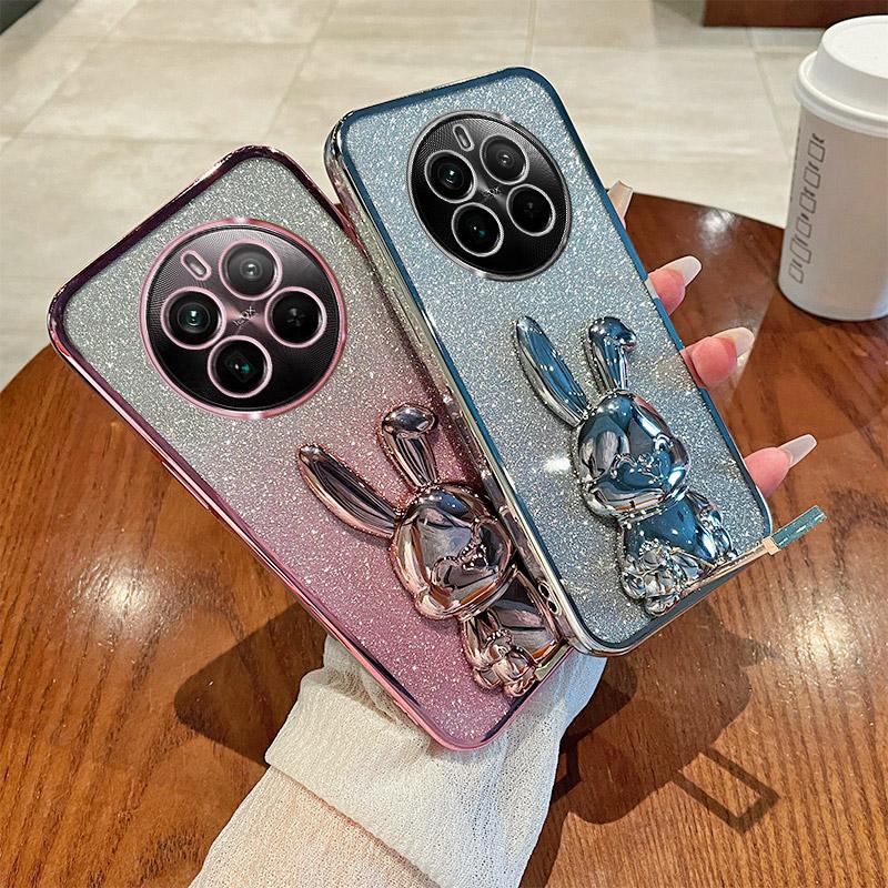 Чехол для Realme 12 Pro 5G/12 Pro+ 5G PC+ТПУ Гальваническое покрытие Блестящий Кролик Чехол для телефона