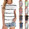 Женская модная повседневная базовая полосатая текстурированная футболка с круглым вырезом и жилеткой