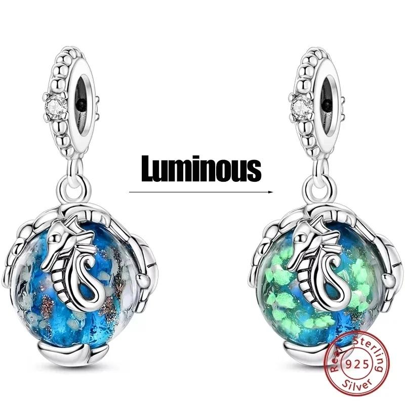 Медь Светящийся Синий Шарм Бутылочка Желаний Ангел Раковина Подвеска Бусина Подходит Браслет Сделай Сам Изысканное Изготовление Ювелирных Изделий