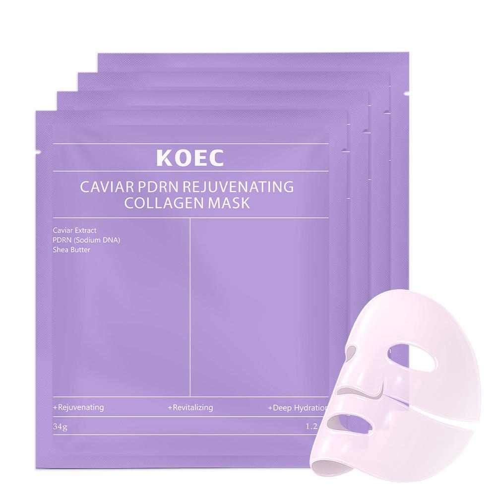 KOEC Caviar PDRN Skincare 4-Pack: Capsule Cream+Jelly Mist+Purple Brightening Mask+Eye Mask less
