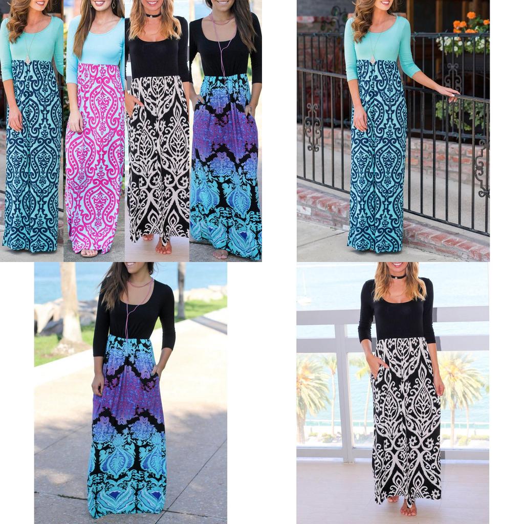 Premium Quality Boho Long Maxi Dress Featuring Floral Vintage Design For Summer