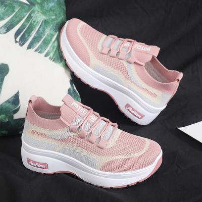 Женская повседневная обувь на толстой подошве, летняя трендовая сетчатая поверхность, дышащая, удобная универсальная спортивная обувь, носки, женская обувь