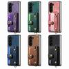 PU Leather Phone Case for Samsung Galaxy Z Fold 7 6 5 4 3 Zfold7 Zfold6 Card Storage Wallet Protective Cover with Lanyard XL003