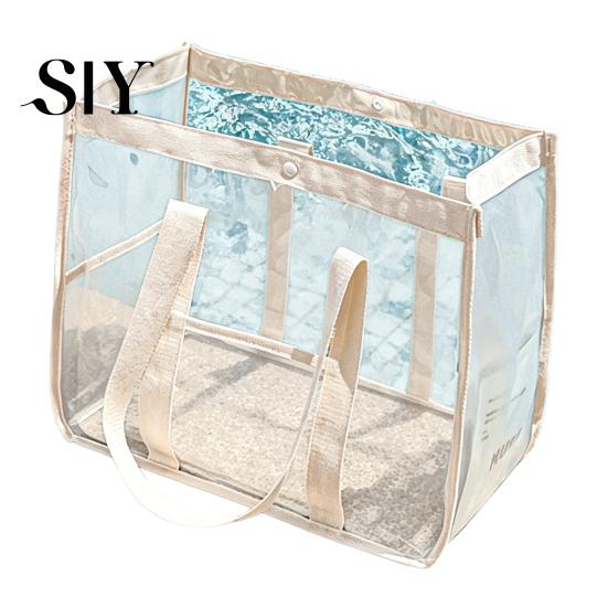 Outdoor Waterproof Storage Bag Swimming Bag, PVC Large Capacity Beach Portable Travel with Zipper/Button Closure for Toiletry Cosmetics Organize