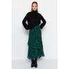 Green Animal Patterned Lined Woven Skirt Tctaw24ee00020
